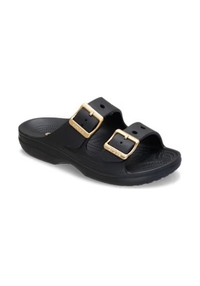 Crocs Saturday Metallic Buckle Kadın Terlik 213316-001 Black Beyaz