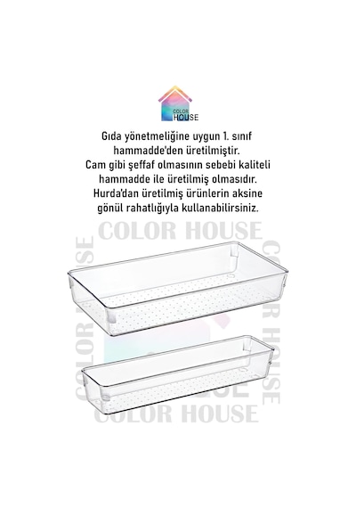 3 Adet Kepçelik Organizer Şeffaf Çekmece İçi Düzenleyici 30,8 Cm 15,4 Cm X3 Adet Şeffaf 30 X 49 Çok Renkli
