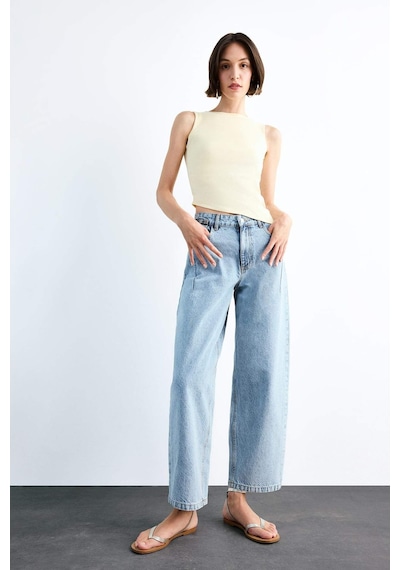 Defacto Wide Baggy Fit Yıkamalı Jean Pantolon F7501ax25smnm85 Indigo