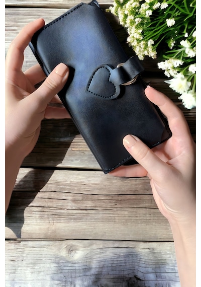 Ayleen Ayz İsme Kişiye Özel Hediye Yumuşak Derili Tokalı Ve Çok Bölmeli Siyah Bayan Kadın Cüzdan Aksesuar Kartlık Telefon Bölmeli Siyah