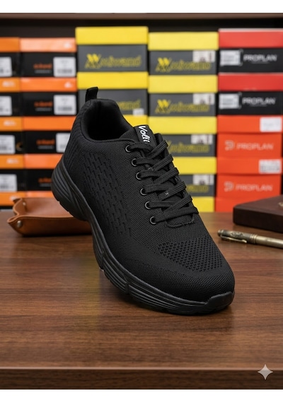 Volis M-232 Siyah Memory Foam Taban Büyük Numara Erkek Sneaker Ayakkabı 45-48 Siyah