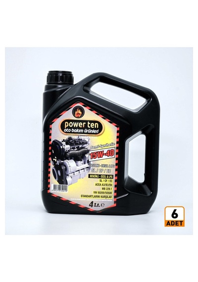 Power Ten 15w40 Motor Yağı 4 Litre 6 Adet 1 Koli
