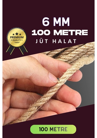 6 Mm 100 Metre Jüt Halat Dekoratif Hasır İp Urgan Süs Çeşidi