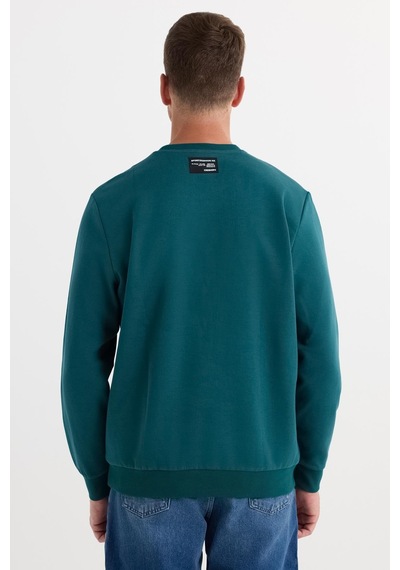 Tudors Erkek Relax Fit Rahat Kesim Pamuklu Lastikli Kol Bisiklet Yaka Baskılı Yeşil Sweatshirt-37307 Yeşil Tudors Erkek Relax Fit Rahat Kesim Pamuklu Lastikli Kol Bisiklet Yaka Baskılı Yeşil Sweatshirt-37307 Yeşil