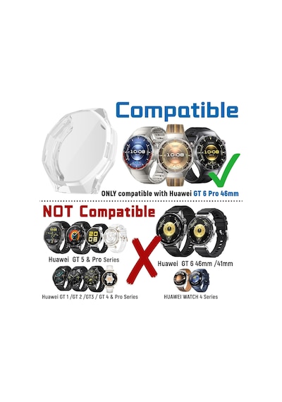 Soft-case Huawei Watch Gt6 Pro 46mm İçin 360 Kasa Koruyucu Yumuşak Tpu Kılıf Dokunmatik Ve Netliği Etkilemeyen Darbelere Karşı Huawei Watch Gt6 Pro 46mm Ekran Koruyuculu Kılıf Şeffaf Çok Renkli Soft-case Huawei Watch Gt6 Pro 46mm İçin 360 Kasa Koruyucu Yumuşak Tpu Kılıf Dokunmatik Ve Netliği Etkilemeyen Darbelere Karşı Huawei Watch Gt6 Pro 46mm Ekran Koruyuculu Kılıf Şeffaf Çok Renkli