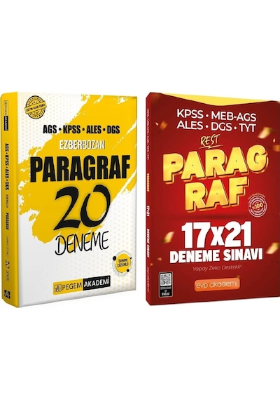 Pegem + Evp 2026 Kpss Meb-ags Ales Dgs Paragraf Ezberbozan + Risk 20+21 Deneme 2 Li Set Pegem + Evp Akademi Yayınları