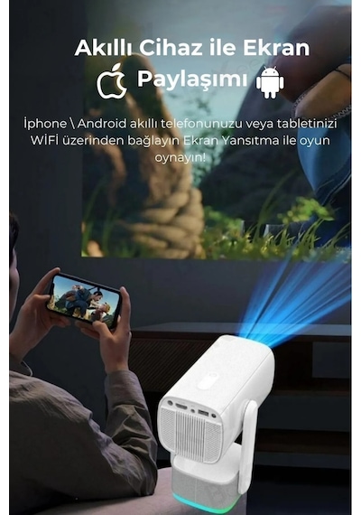 Wearfitpro K2 Şarjlı Projeksiyon Cihazı Android Bluetoothlu Ev Sineması