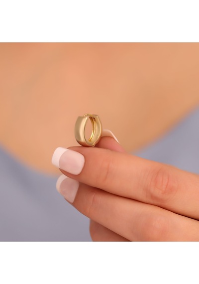 Nox Jewelry 925 Ayar Gümüş Minimal Halka Hoop Küpe - E00264 Gold