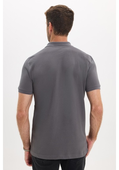 Tudors Erkek Slim Fit Dar Kesim Premium Seri %100 Pamuk Yumuşak Dokulu Merserize Gri Polo Yaka Tişört-50924