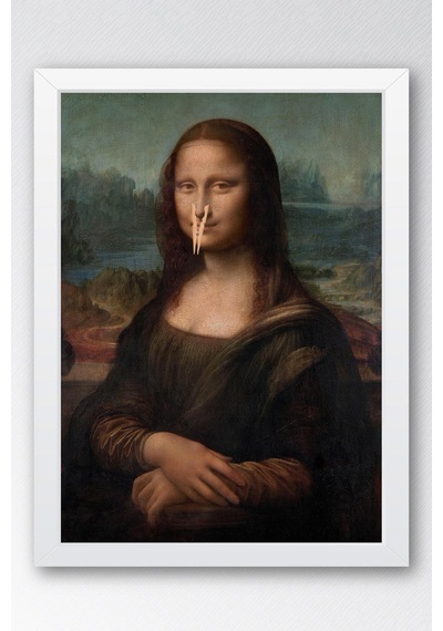 Burnu Mandallı Mona Lisa Çerçeveli Tablo - Wc Tuvalet İçin Tablo
