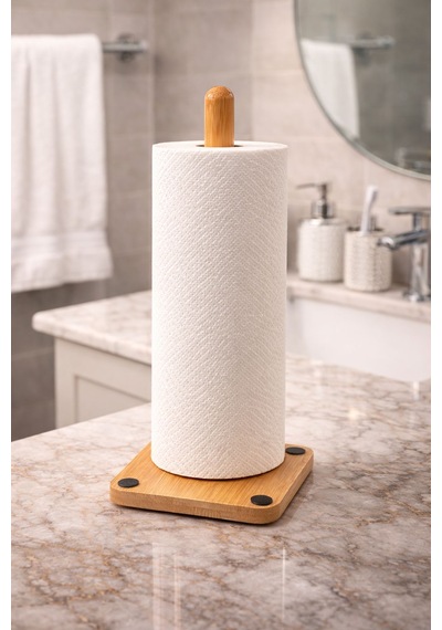 Bambu Kağıt Havluluk Düzenleyici Banyo Peçetelik Açık Sarı