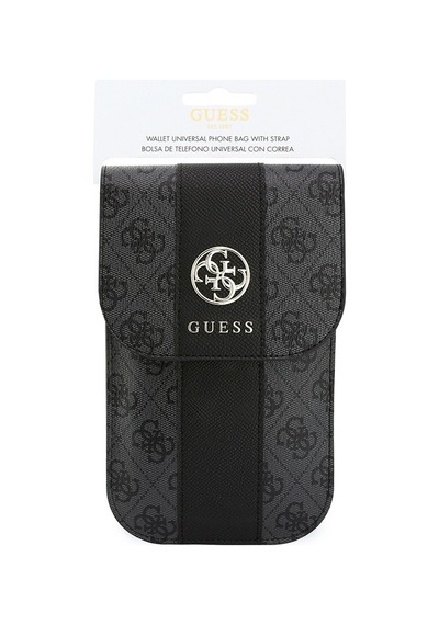 Guess Orjinal Lisanslı Kadın Çanta 4g Desenli Büyük Logolu Kartlıklı Askılı Mıknatıs Kapaklı Siyah