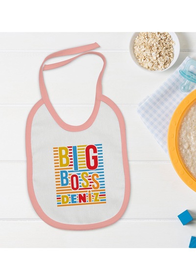 BK Kids Kişiye Özel Pembe Bebek Mama Önlüğü - Model 112 Pembe