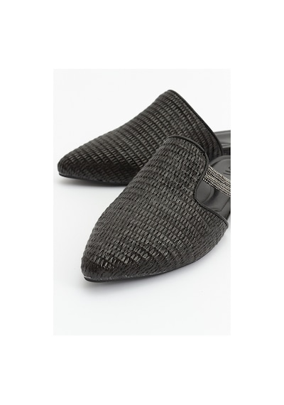 Luvishoes Pesa Siyah Hasır Taşlı Kadın Terlik Siyah