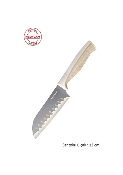 Fika Microban Santoku Bıçak 13cm, Bej Bej