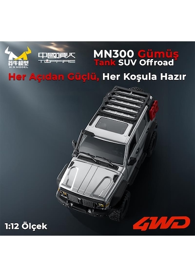 Mn Model Mn300 1/12 Tank Suv 4wd Rc Crawler Offroad Uzaktan Kumandalı Araba Arazi Aracı Model Car Truck Rtr Gümüş Mn-300 +dahili Işık Seti