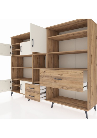 Hyperion Dolap 13 Raflı 3 Çekmeceli 5 Kapaklı 220x44x163 Çam-ayta Çam-aytaşı/çam