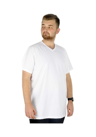 Mode Xl Büyük Beden Erkek Tshirt V Yaka Basic 20032 Beyaz 001