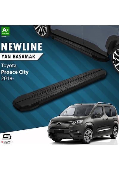 S-dizayn Toyota Proace City Uzun Şase Newline Siyah Yan Basamak 213 Cm 2018 Üzeri A+ Kalite