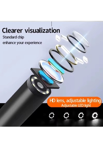 Ekranlı 3 Kameralı 10 Mt Hafıza Kart Destekli Sert Kablo Yılan Endoskop Kamera 8 Mm 4.3 Inc