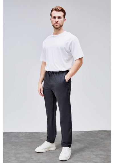 HLT Jeans Erkek Antrasit Relaxed Fit Yandan Cepli Beli Lastikli Bağcıklı Duble Paça Jogger Pantolon Bolt-1995 Antrasit