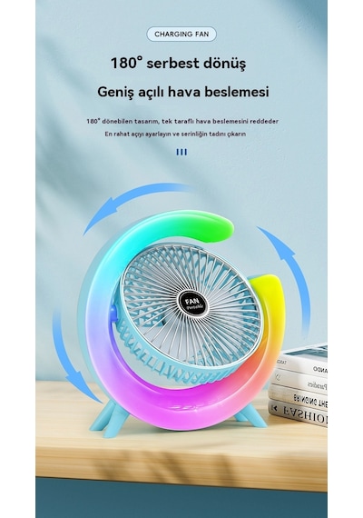 Usb Masaüstü Fanı Şarj Edilebilir Döngü Yüksek Rüzgar Fanı 000-açık Pembe
