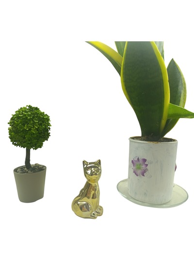 9cm -6cm Ebatlarında Kırılmaz Polyester, Kedi Figürlü Biblo