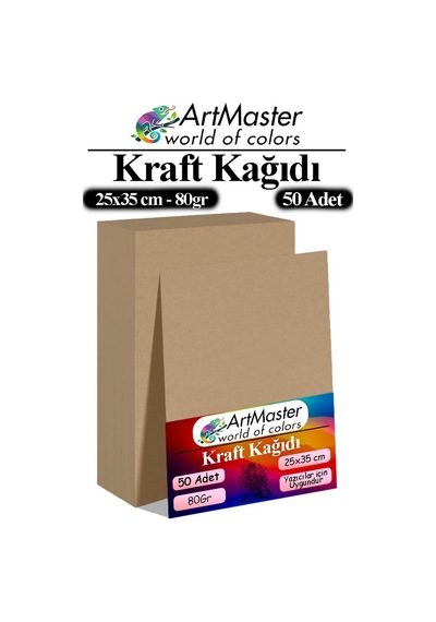 Kraft Kağıdı 25x35 Cm 50 Adet 80 Gr Hediye Paketleme Kagıdı Çeyiz Kaplama Kağıt Saman Kağıt Çizim Kağıdı