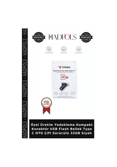 Özel Üretim Yedekleme Kompakt Konektör Usb Flash Bellek Type C Otg Çift Sürücülü 32gb Siyah