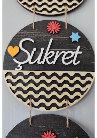 Sabret Şükret Dua Et 2d Mdf Lazer Kesim Rebap Ahşap Kapı Ve Duvar Süsü
