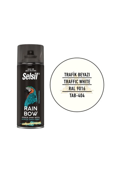 Selsil Rainbow Akrilik Sprey Boya Trafik Beyaz 400 Ml - Ral9016