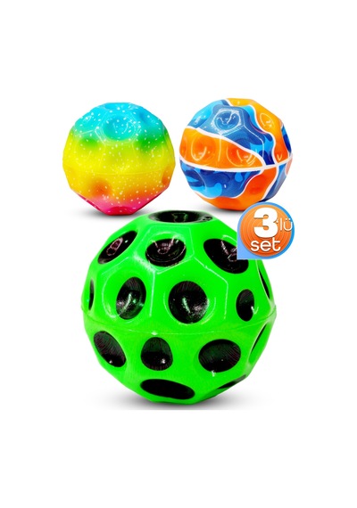 3lü Yükseğe Zıplayan Top Moonball Galaksi Uzay Ay Topu Aşırı Zıplayan Moonball Bahçe Oyuncağı