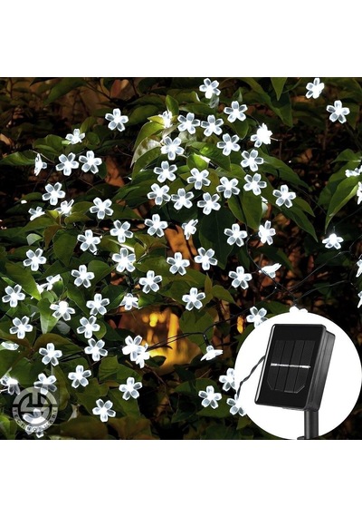 Technosmart 50 Ledli 8 Modlu Solar Çiçekli Beyaz Işık Bayçe Aydın