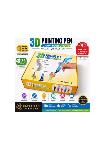 3d Kalem Yazıcı 3d Pen-2 Yeni Model 3 Boyutlu Yazıcı Kalem Seti Oled Ekranlı Adaptörlü