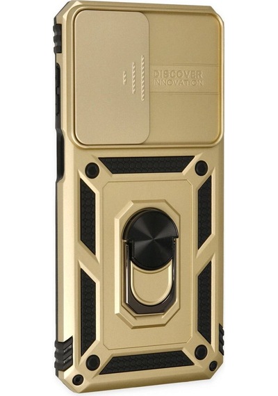 Samsung Galaxy Uyumlu, M33 Kılıf Pars Lens Yüzüklü Silikon - Gold