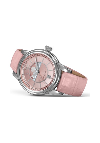 V.1.33.0.257.4 Pembe Deri Kayışlı 36 Mm Kadın Kol Saati Safir Cam 2 Yıl Garantili Pembe - 860619371 Metalik