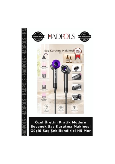 Özel Üretim Pratik Modern Seçenek Saç Kurutma Makinesi Güçlü Saç Şekillendirici H5 Mor