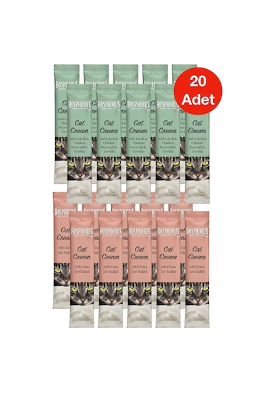 10 Adet X Ton Balıklı Kedi Kreması 15 G + 10 Adet X Kuzu Etli Ve Tavuklu Kedi Kreması 15 G