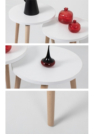 Zigon Sehpa / Üçlü Sehpa / Servis Sehpası /dekoratif Sehpa / Floara Ring Beyaz