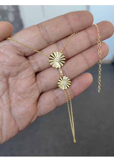 Taşsız İkili Papatya Desenli Gümüş Şahmeran Bileklik - Rose Gold