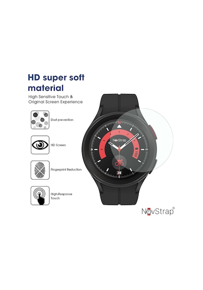 Novstrap Samsung Galaxy Watch 5 Pro 45mm İle Uyumlu Ekran Koruyucu 9h Temperli Cam Uygulama Aparatlı
