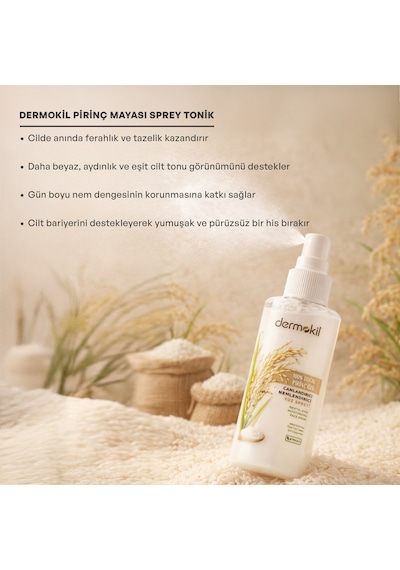 Dermokil Pirinç Mayası Beyazlatıcı Canlandırıcı Yüz Sprey 50 Ml