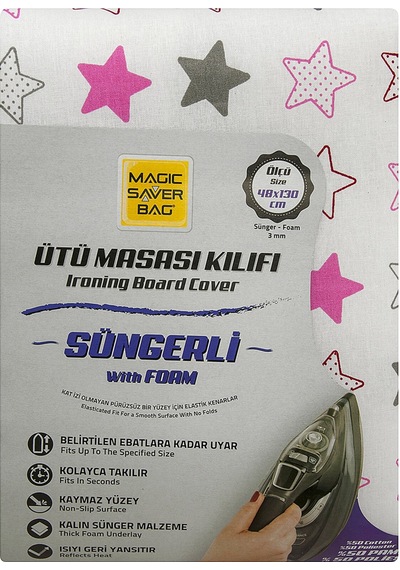 Magic Saver Süngerli Ütü Masası Kılıfı 48x130 Cm Çok Renkli
