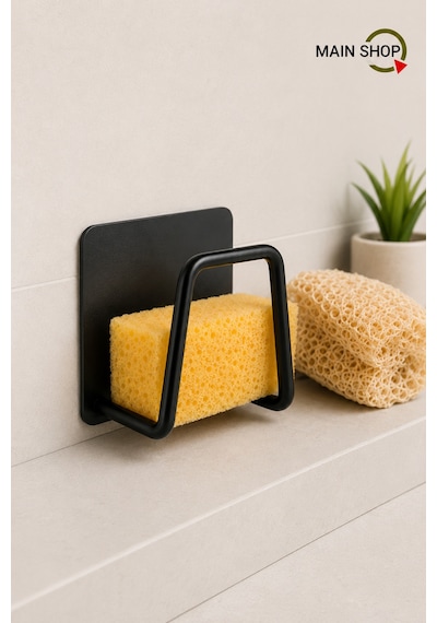 Mainshop 1 Adet Siyah Sünger Askılığı Evye Sünger'liği Banyo Mutfak Düzenleyici Musluk Yanı Sünger'lik M-sng1
