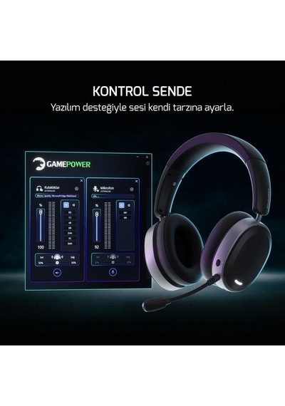 Ultima Wireless 7.1 Surround 2000 Mah Gaming Oyuncu Kulaklık Beyaz Yazılım Destekli