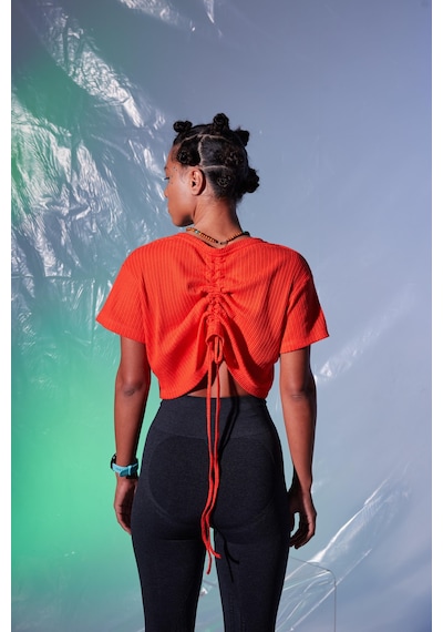 Woof Baskı Crop Top (Turuncu) Turuncu