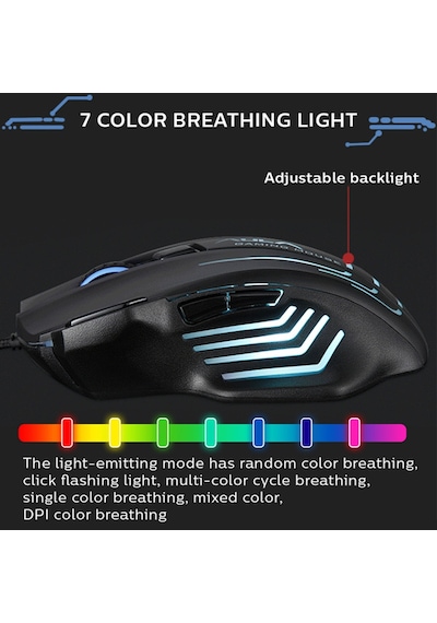 Aula S18 6400dpı Rgb 7 Programlanabilir Tuş 1000hz Gaming Oyuncu Mouse Diğer