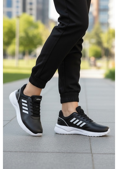 Walkway Siyah Beyaz Bağcıklı Hafif Esnek Unisex Spor Ayakkabı Nereus G Siyah - Beyaz