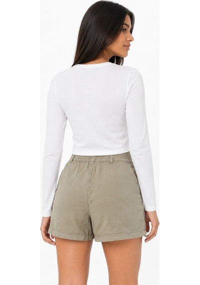 LOFT Slim Crop Fit Kadın Tshirt U.kol Beyaz
