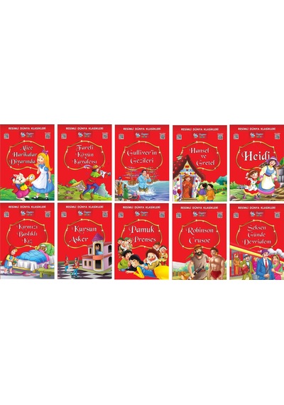 1.ve 2.sınıflar İçin Resimli Dünya Klasikleri 1 10 Kitap + Hızlı Okuma